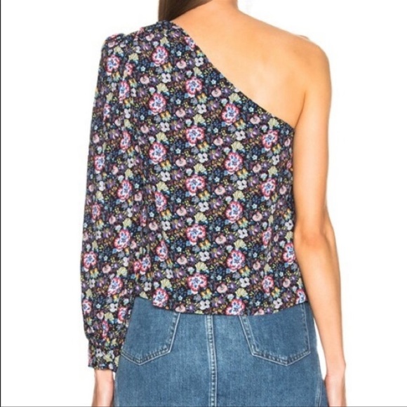 Frame Multicolor Floral Print One-Shoulder Top Size M - Picture 5 of 12